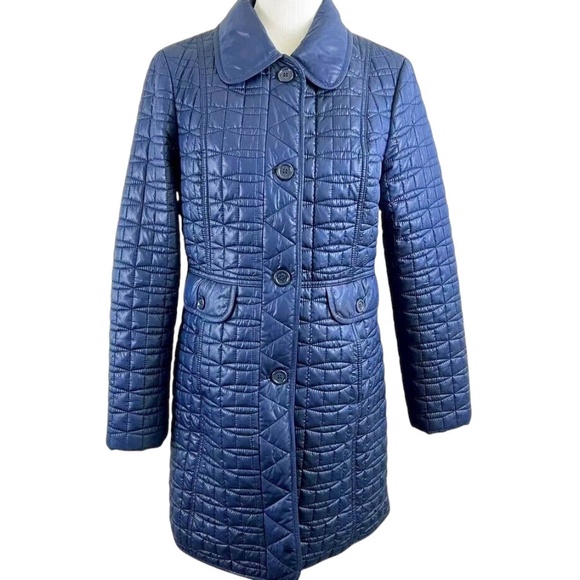 NWOT Kate Spade New York Quilted Coat Midnight Blue Small Petite